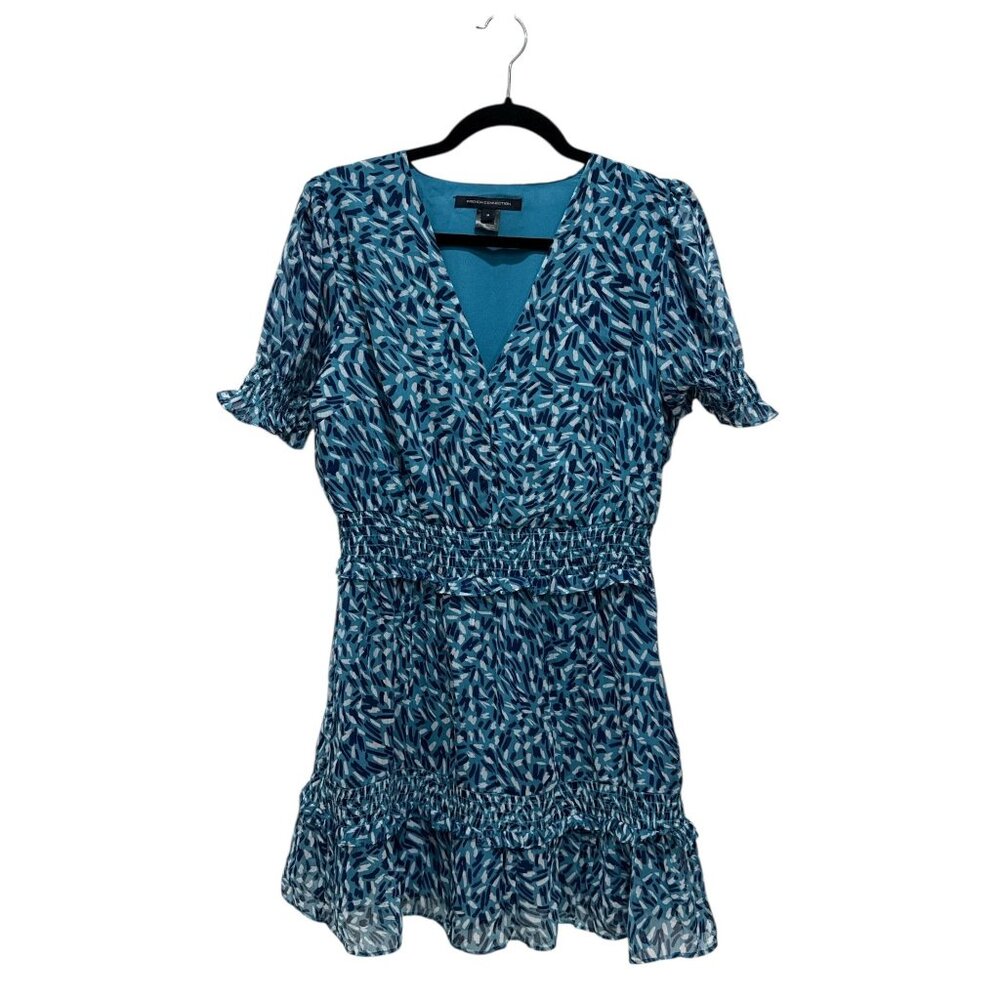 FRENCH CONNECTION Women Mini Mosaic Blue Dress MEDIUM